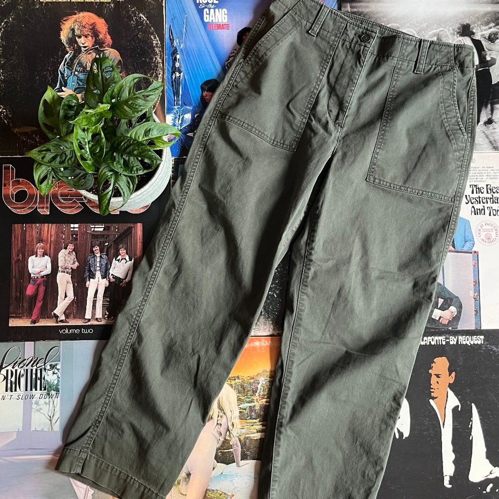 Vintage Green Cargo Crop Pants